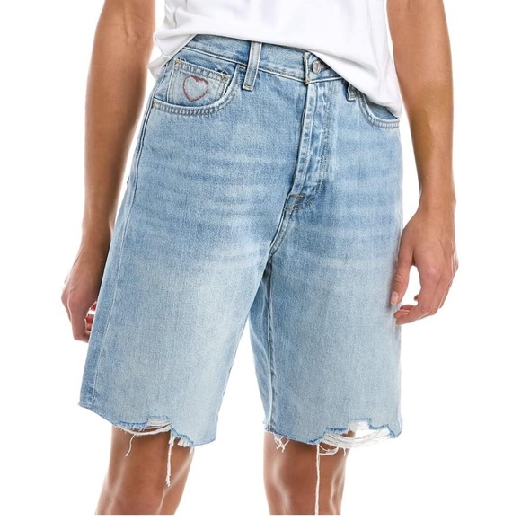 7 For All Mankind Easy James Bermuda Denim Shorts Size 26 - Picture 1 of 6